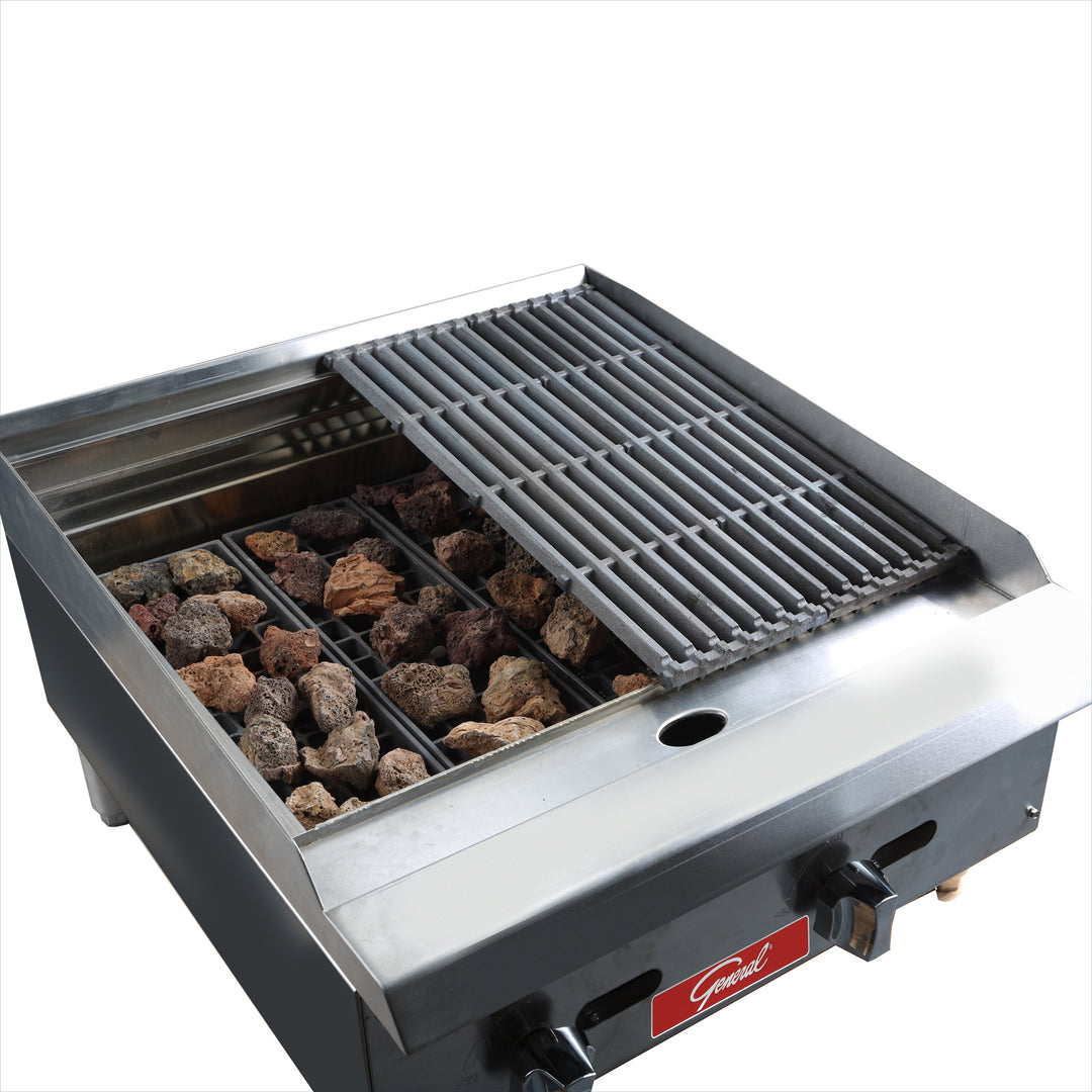 Lava rock commercial charbroiler